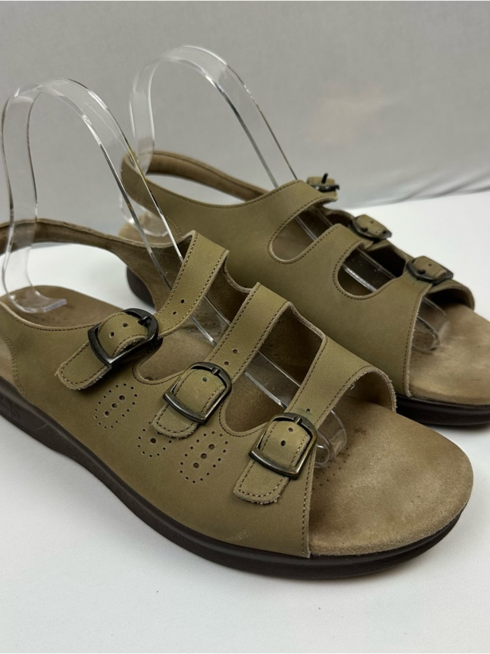 SAS Trio II Sandals Tripad Comfort Triple Strap Light Brown Leather Sz 9W